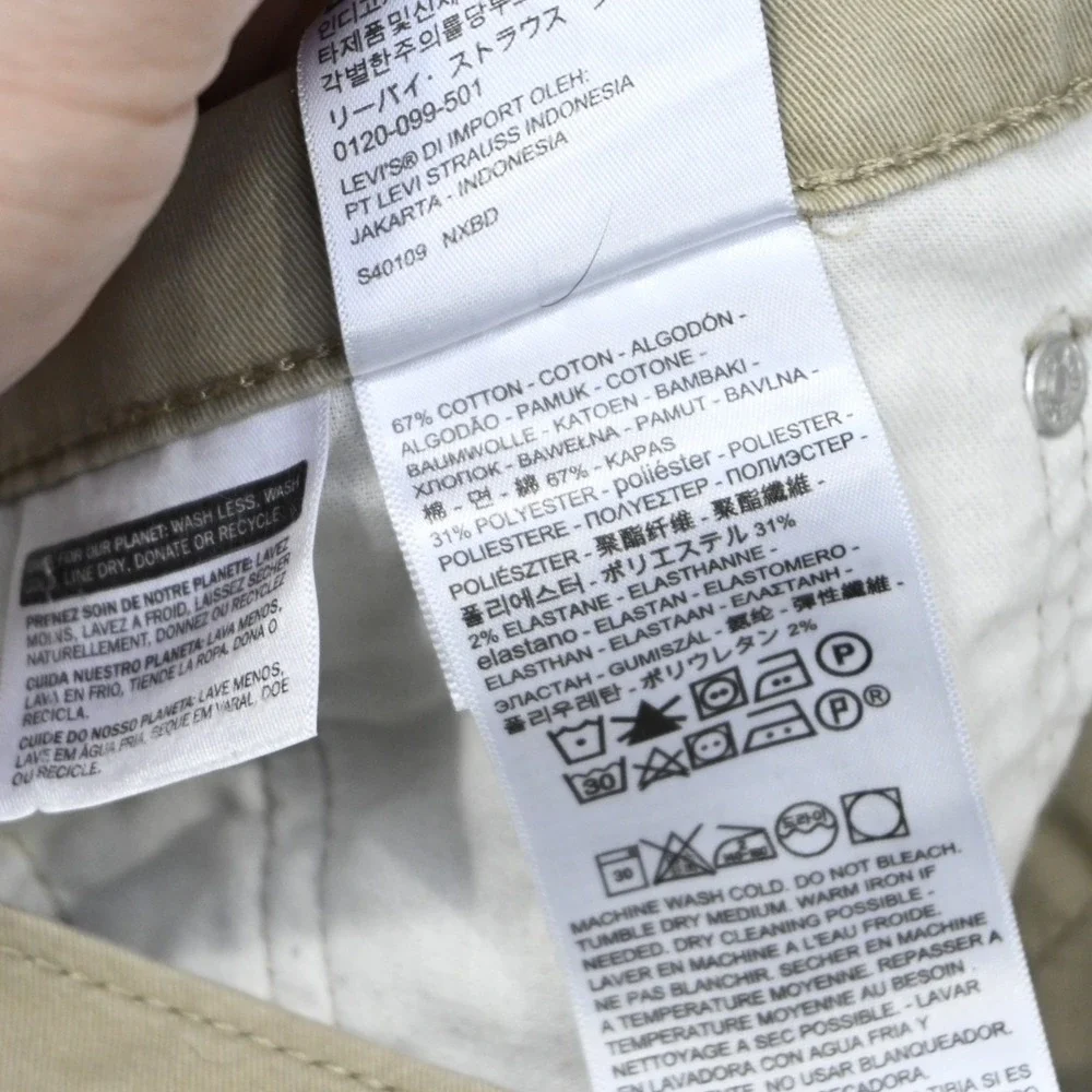 Levi's 541 Atlletic Fit Taper Stretch‎ 5-Pocket Pants Beige Mens Size 34 x 30***